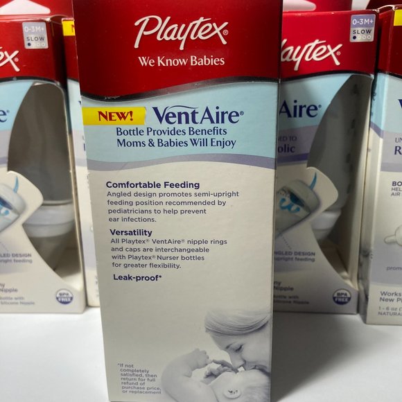 Playtex VentAire 6oz Baby Bottle Naturalatch Silicone Nipple Angled Bottom Vent - Picture 8 of 13